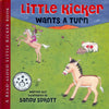 Little Kicker Wants A Turn is the 4th Little Kicker Books read-aloud-to-child in which Little Kicker asks for prayer. This is a book-about-sharing.